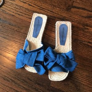 Jeffrey Campbell denim espadrille slides